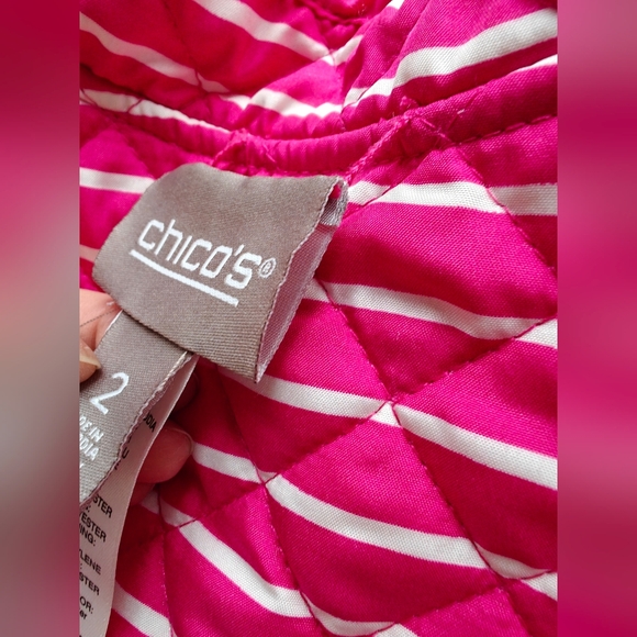 chico's Shocking Pink and Stripe Reversible Vest 2 - Picture 6 of 6